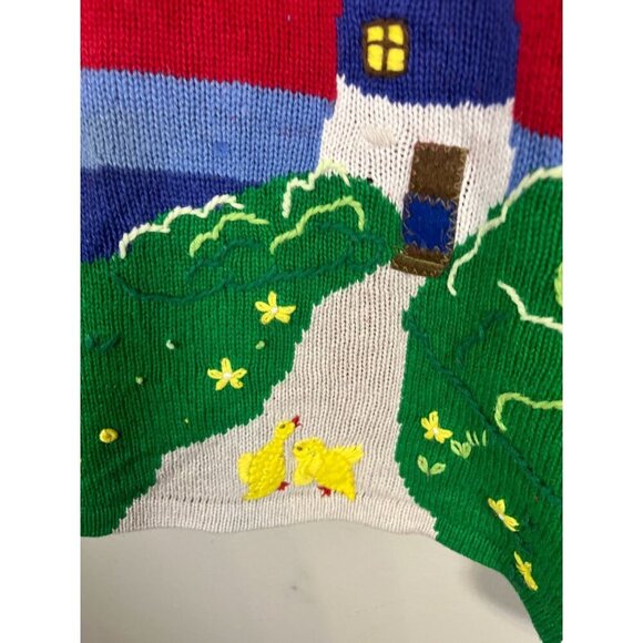 Quacker Factory Knit Sweater 2x Red Sequin Vtg Lighthouse Retro Classic Preppy - Picture 12 of 15